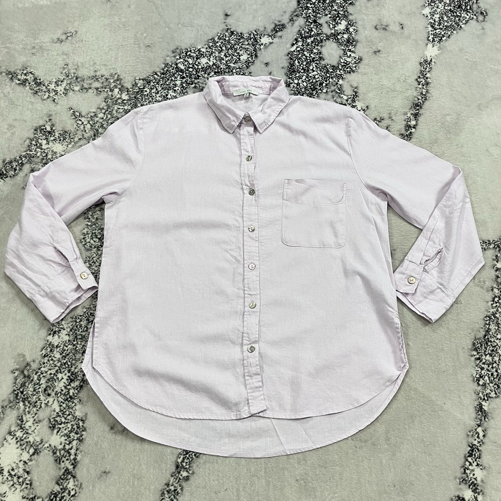 Love Tree Linen Blend Button Up Shirt Lilac Long Sleeve Oversized Women‎ M